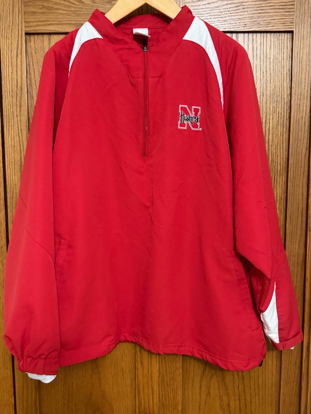 Russell Athletic Red and White Nebraska Pullover Varsity Jacket